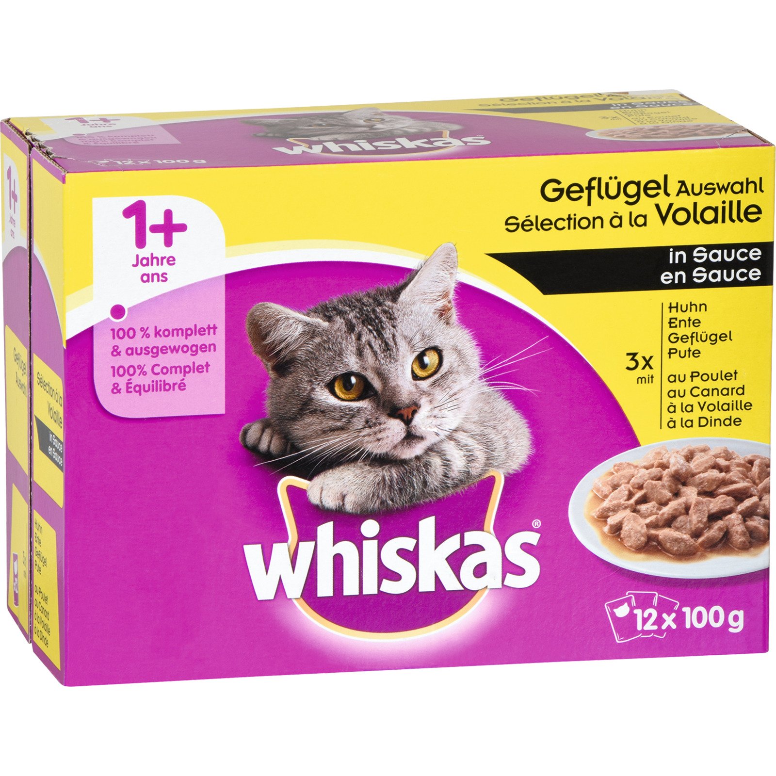 Whiskas 1+ Geflügel in Sauce 12x100g