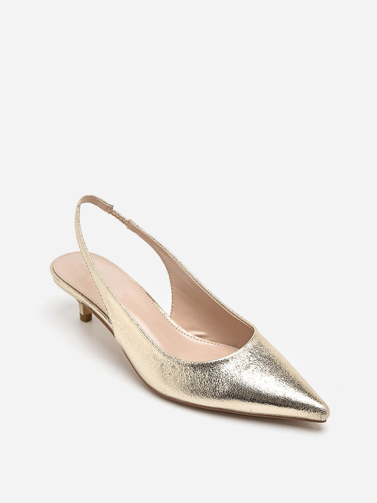 Escarpins slingback en simili texturé- Doré