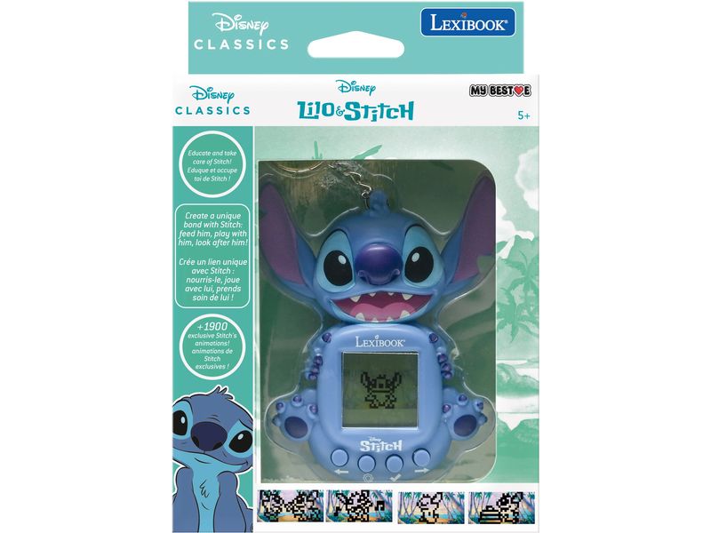 Lexibook Tamagotchi Disney Stitch My Best-E Blau Spielkonsole mit LCD-Bildschirm und 3 exklusiven Stitch-Spielen