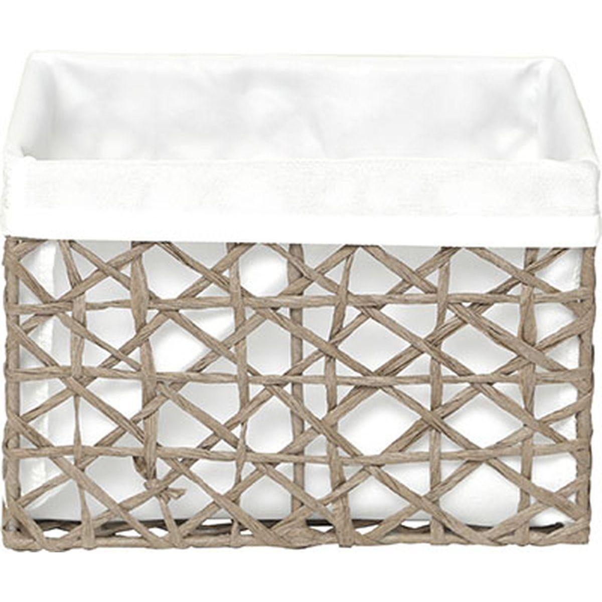 PANIER TGM PAPIER TAUPE TISSU BLANC