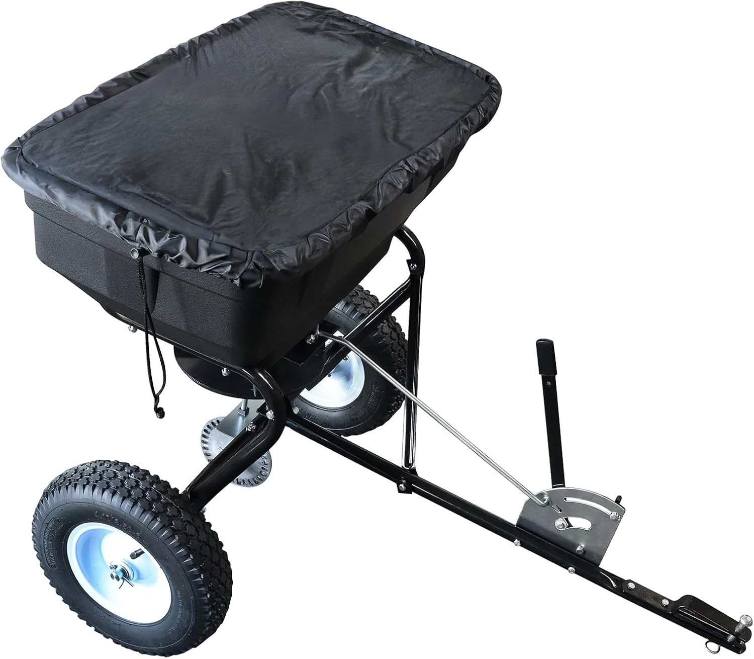 SECURA UNIVERSAL Streuanhänger für Rasentraktoren und Aufsitzmäher | Saatgutstreuer | Streusalz-Anhänger | bis 56 KG | Für Dünger, Saatgut, Streusalz, Sand