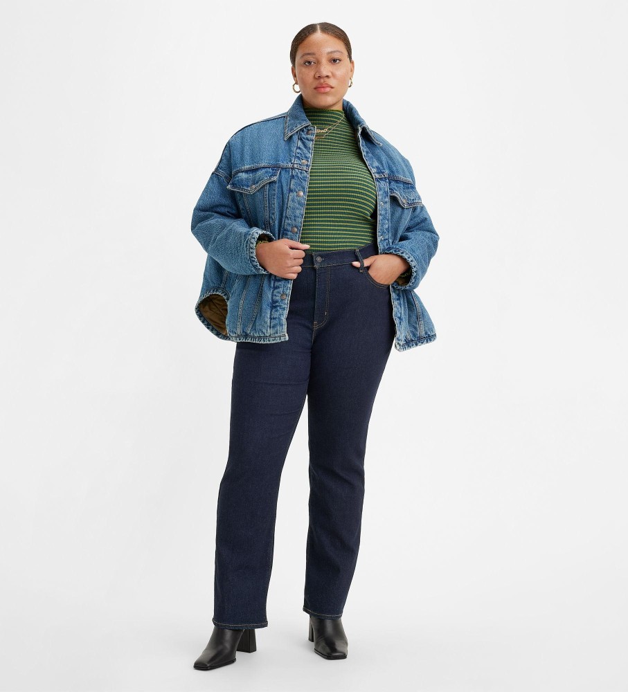 Calça jeans Levi's 724 Pl Hr reta, cor índigo escuro.