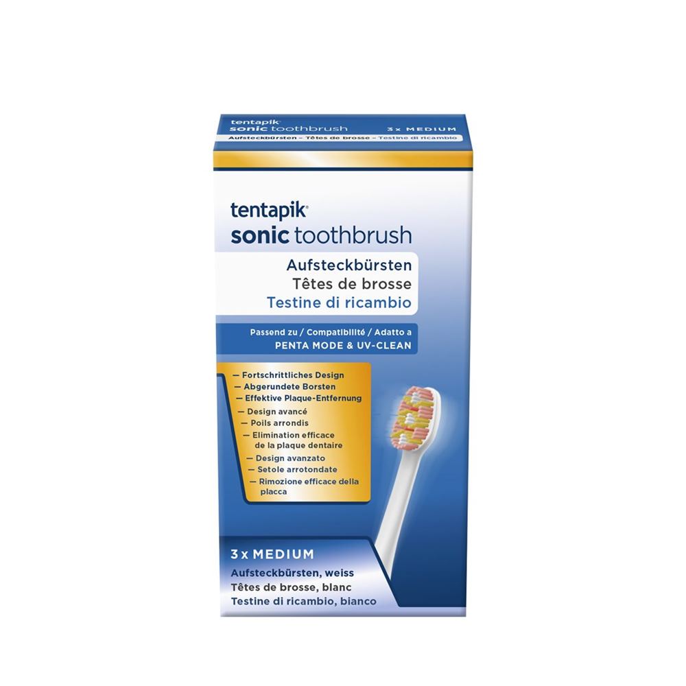 TENTAPIK Aufsteckbürsten<br>3 Stück, medium white
