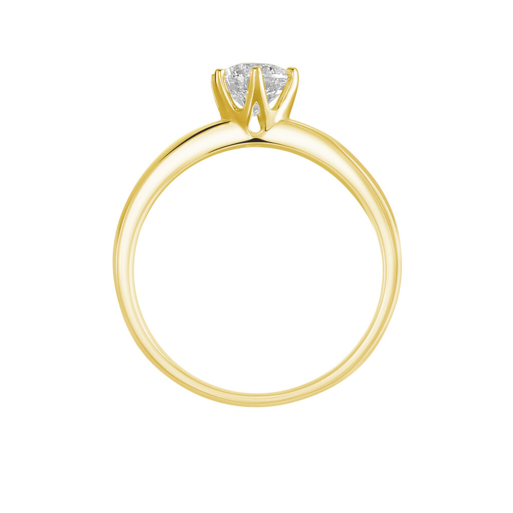 Bague Solitaire Or Jaune Diamant Synthetique