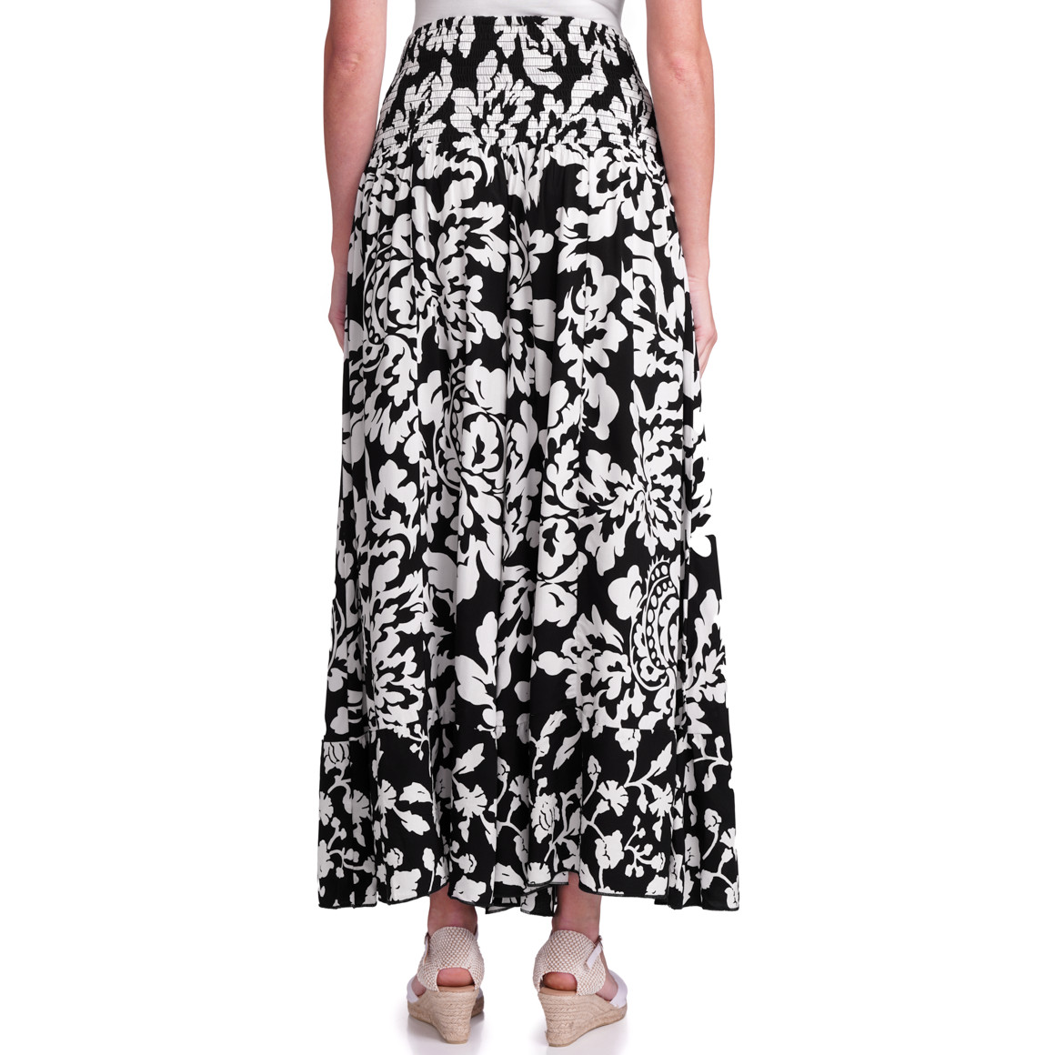 Gina Benotti Damen Hose mit gesmoktem Bund schwarz / weiss