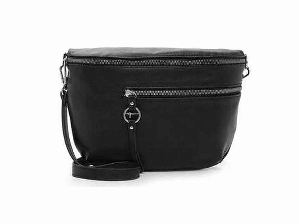 TAMARIS Gürteltasche / Bodybag Schwarz Lederimitat