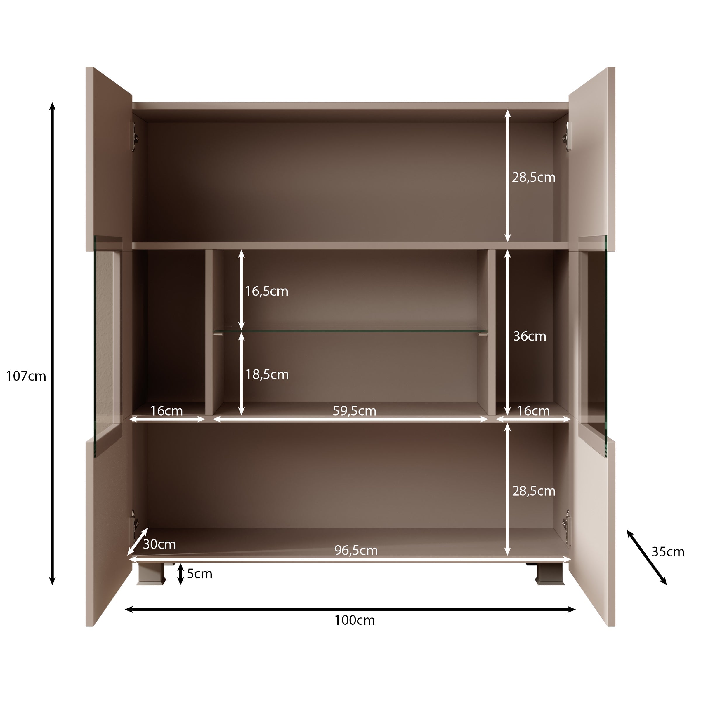 Meubella - Dressoir Calgary - Beige - 100 cm