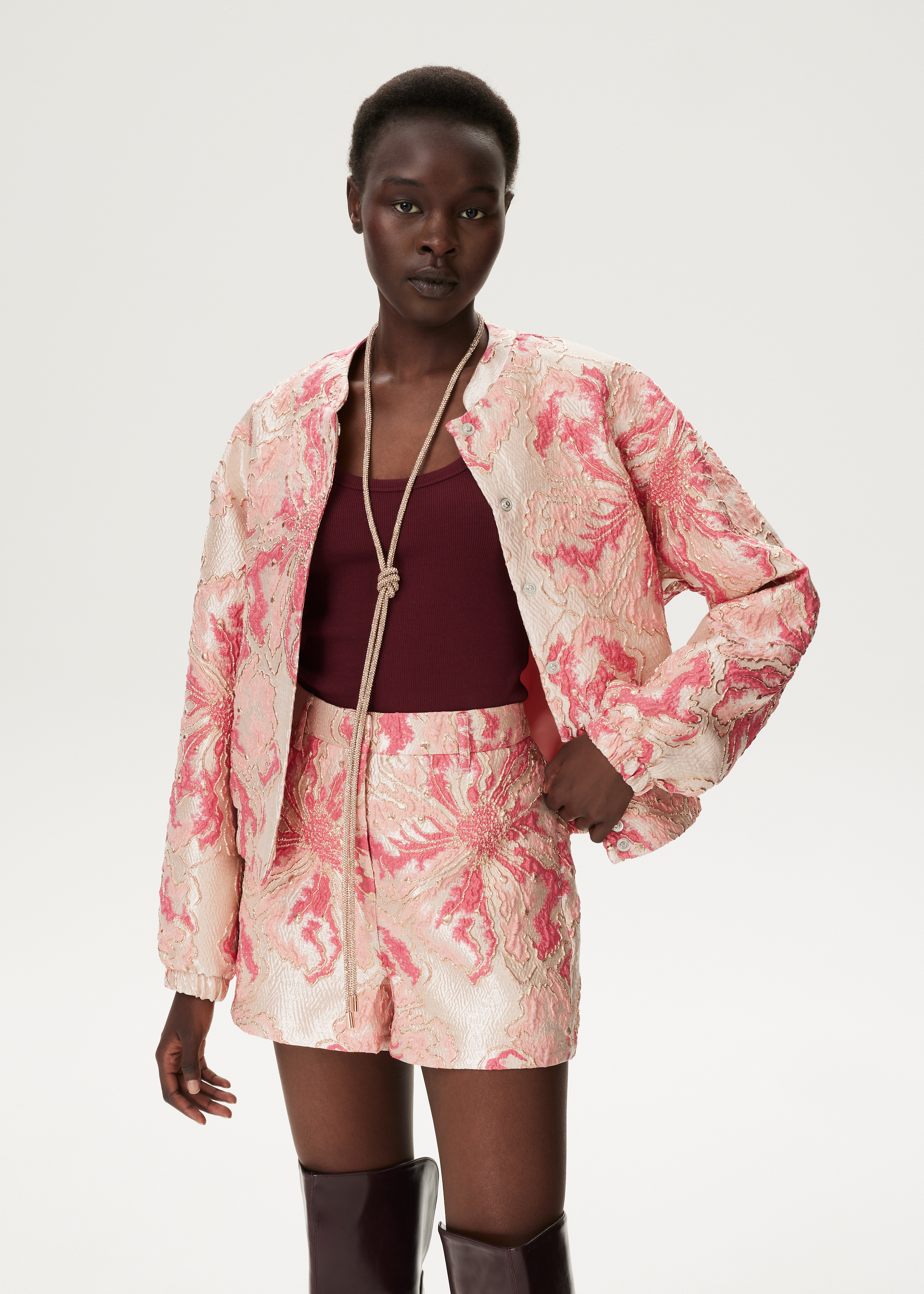 Bomber bloemen jacquard
