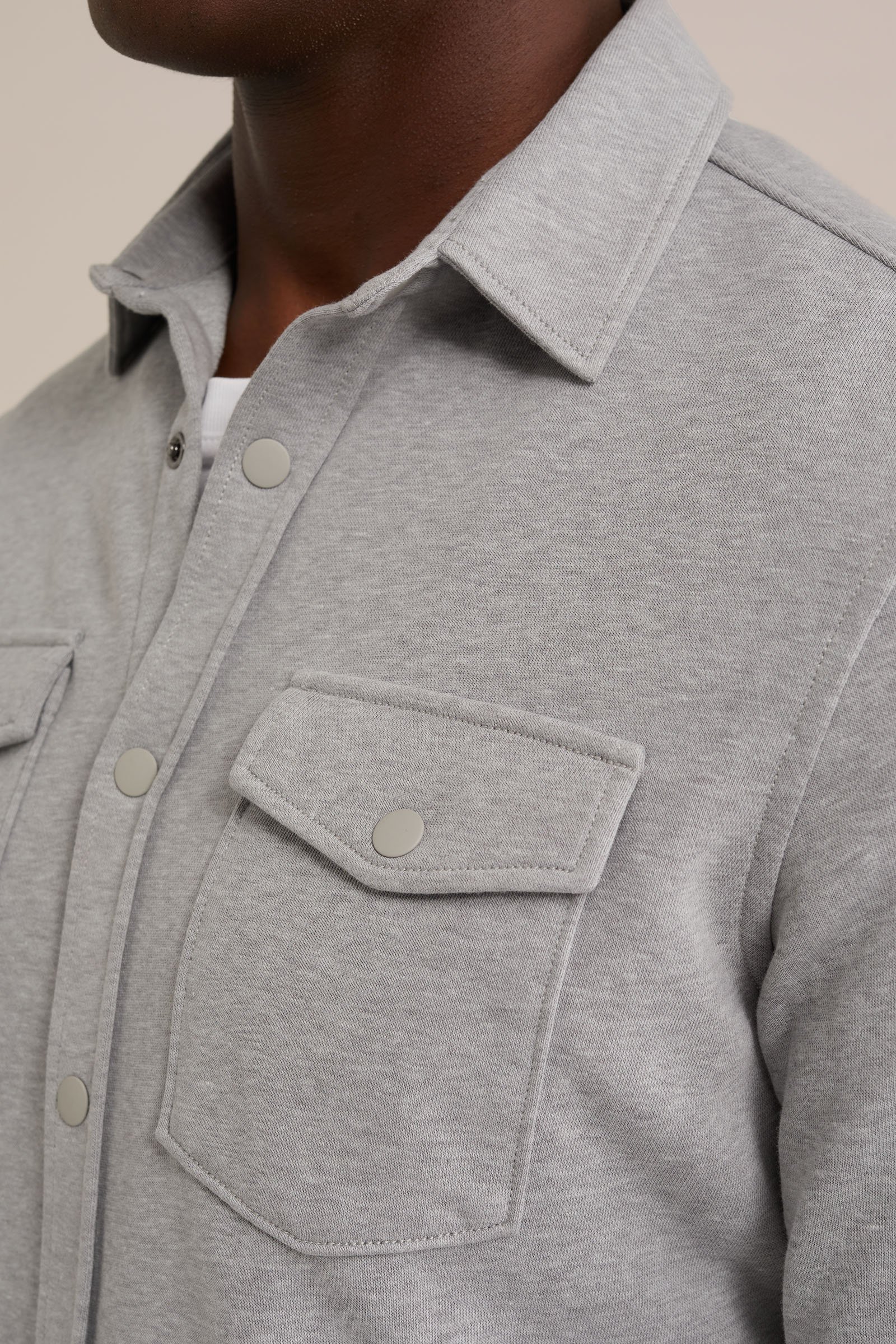 gebreid smart overshirt van katoenmix Fundamentals Grijs