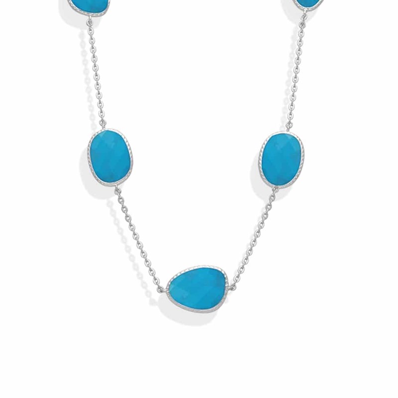 Collier Argent Victoria Cristal Turquoise