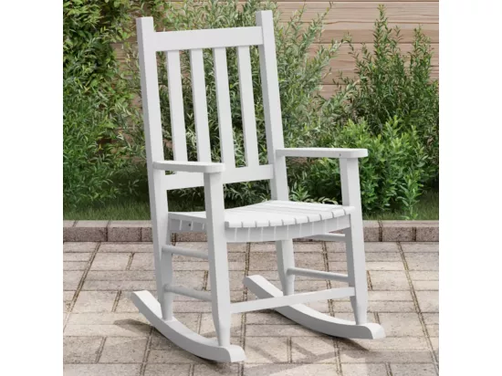 Chaise à bascule enfants blanc bois de peuplier massif