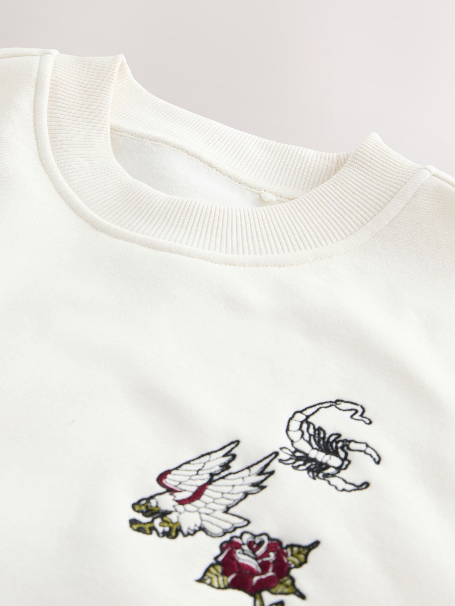 Ecru wit - Cotton Rich Crew Graphic Print Sweatshirt