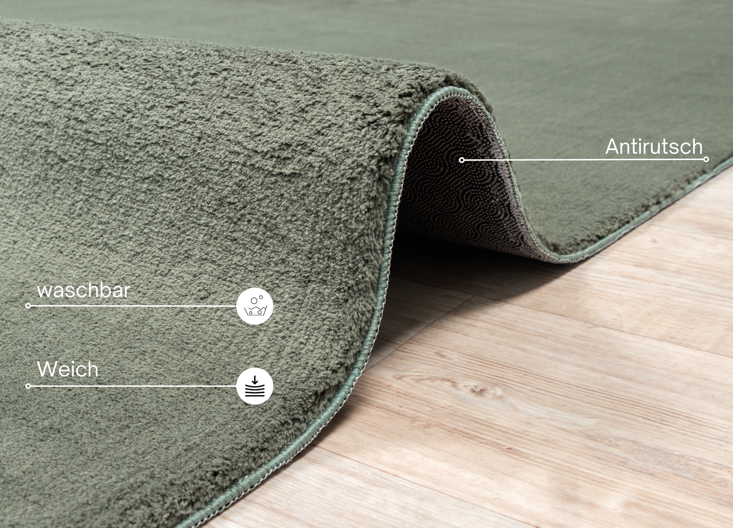 my home Teppich »Arabell, Kunstfellteppich, Felloptik, waschbar,« rechteckig 16 mm Höhe flauschig, kuschelig, Anti-Rutsch-Unterseite, Wohnzimmer, Schlafzimmer