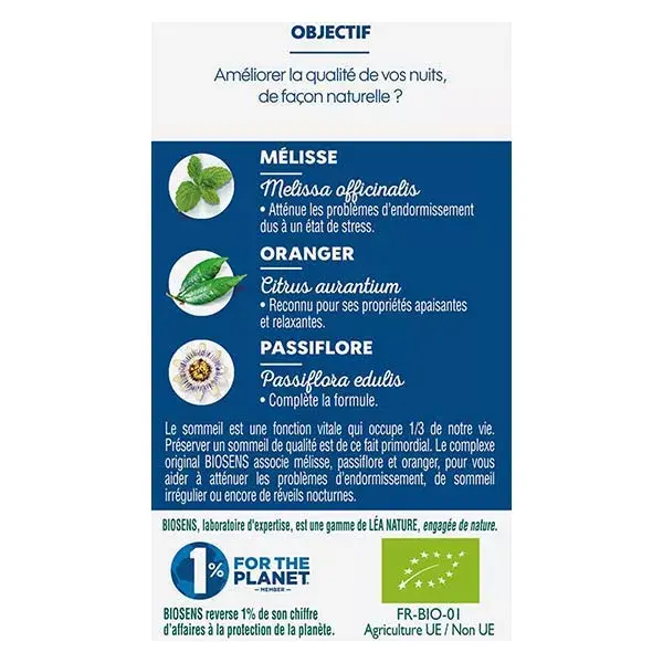 Biosens Organic Sleep Serenity 45 cápsulas vegetais