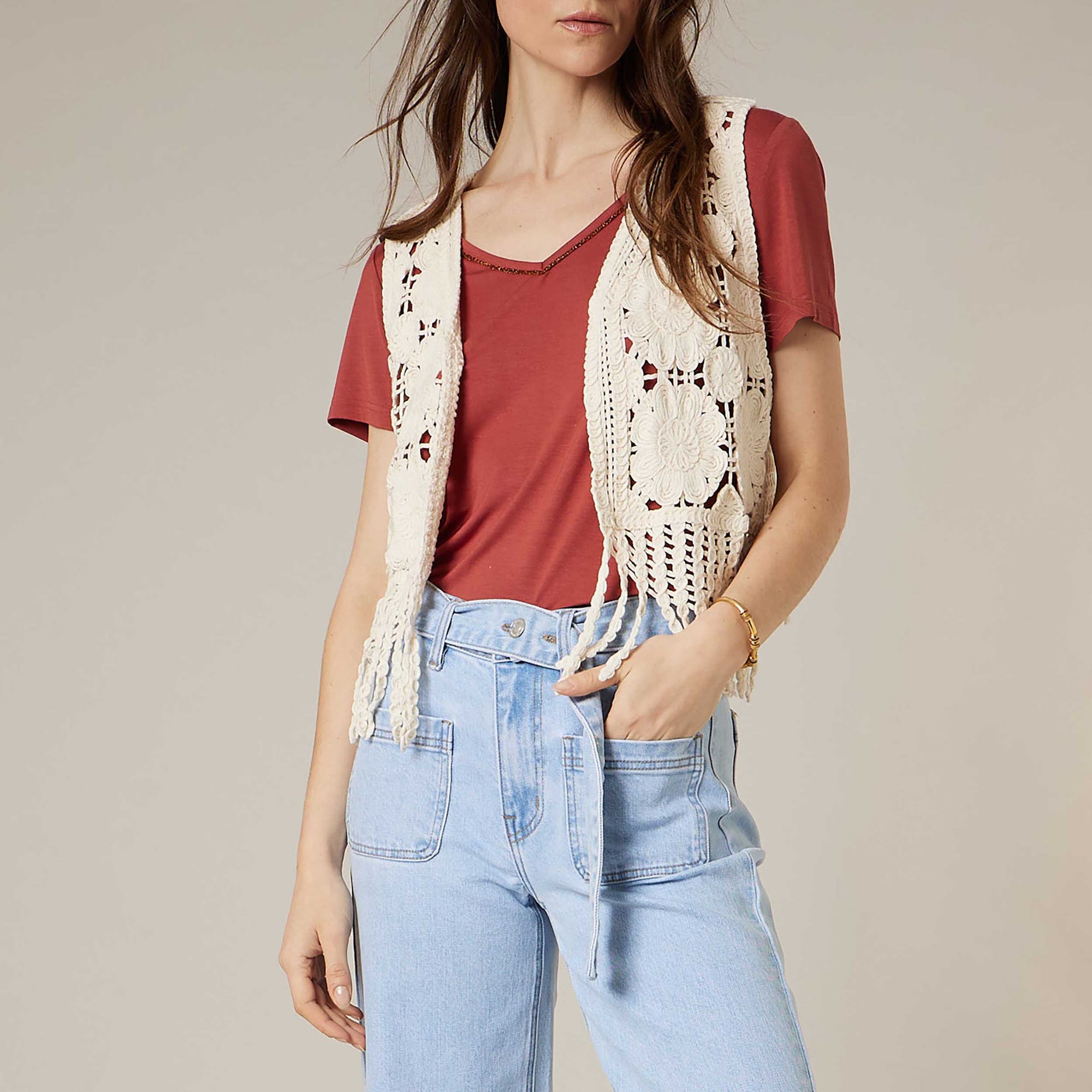 Gilet Femme beige