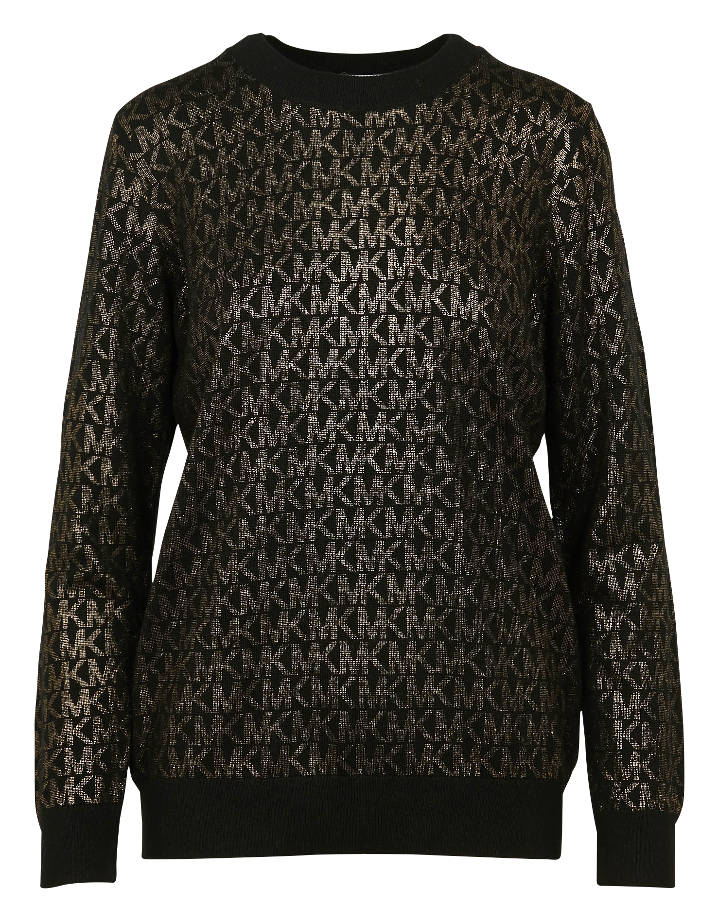 Pull col rond jacquard en laine | Noir