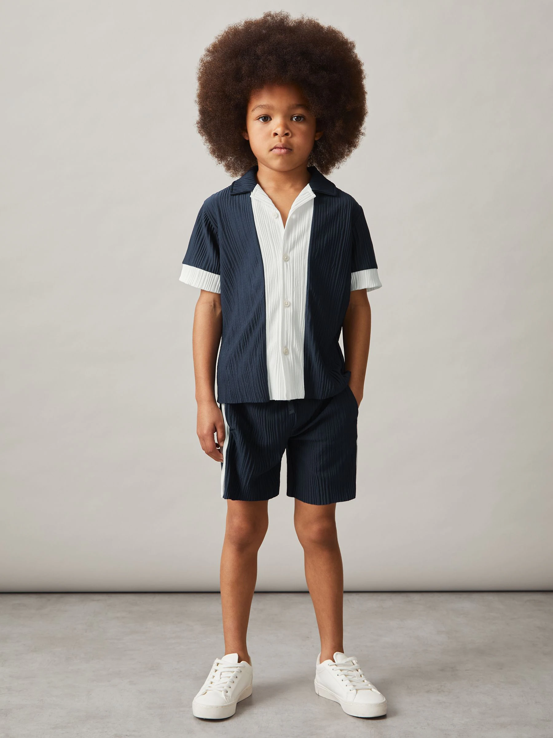 Reiss Tino Plissé Colour-Block Shorts