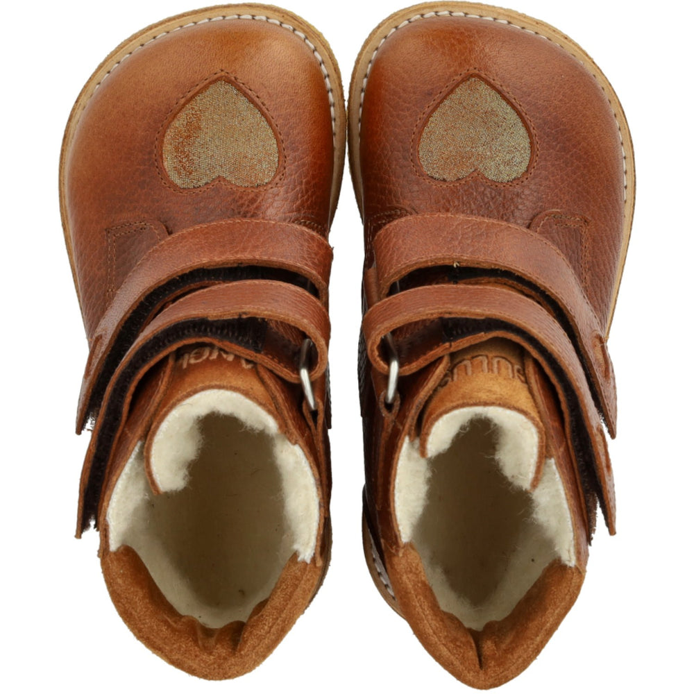 Køb Angulus Cognac/Cognac Glitter/Mustard TEX-støvle Med Funklende Glitterhjerter
