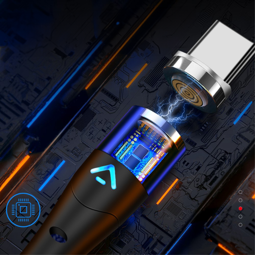 (2m) 3A 2in1 Magnetisches USB A Ladekabel USB C / Lightning LED Leuchtendes Datenkabel - Silber
