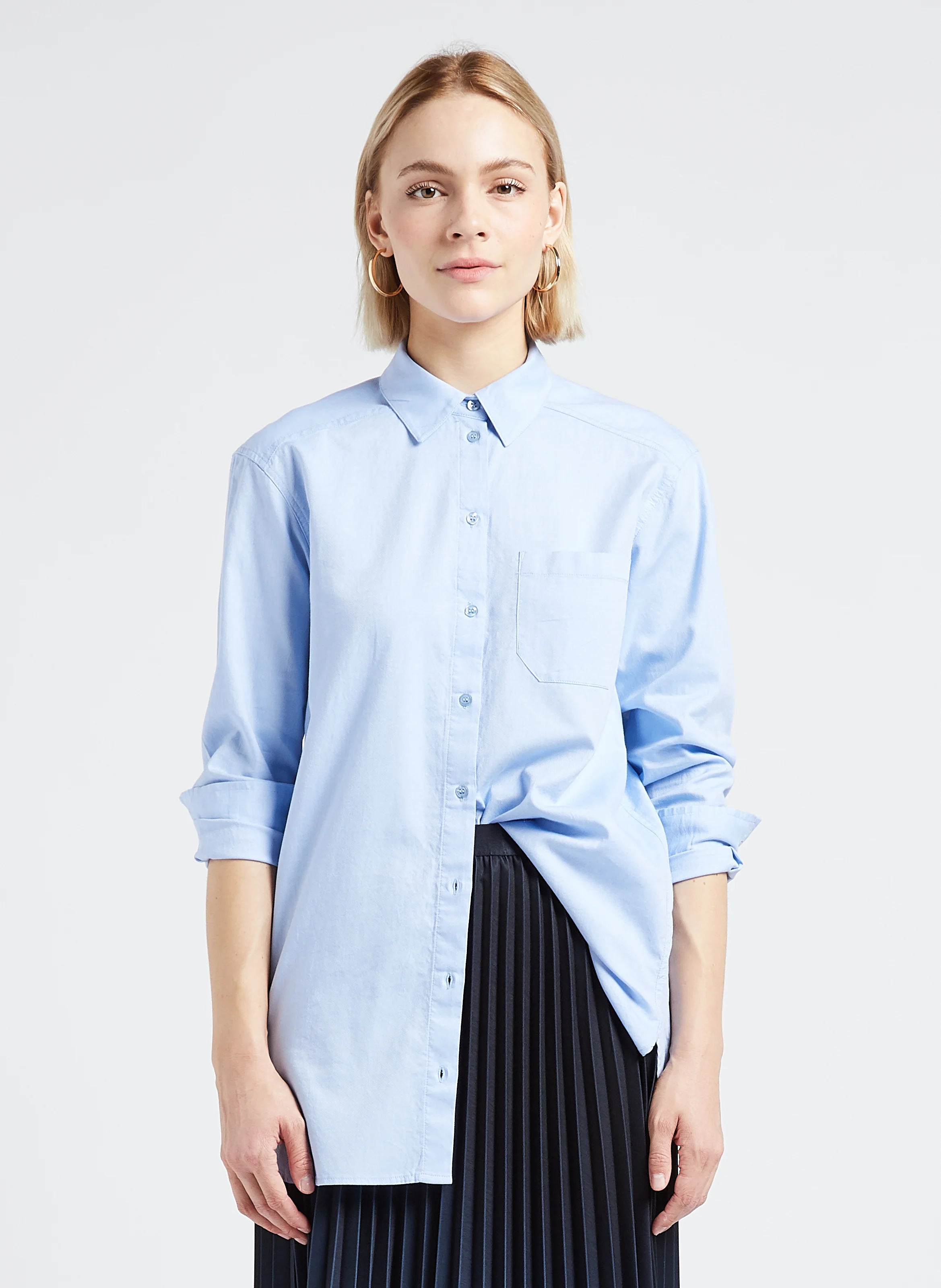 THOMAS - Chemise col classique en coton| Bleu
