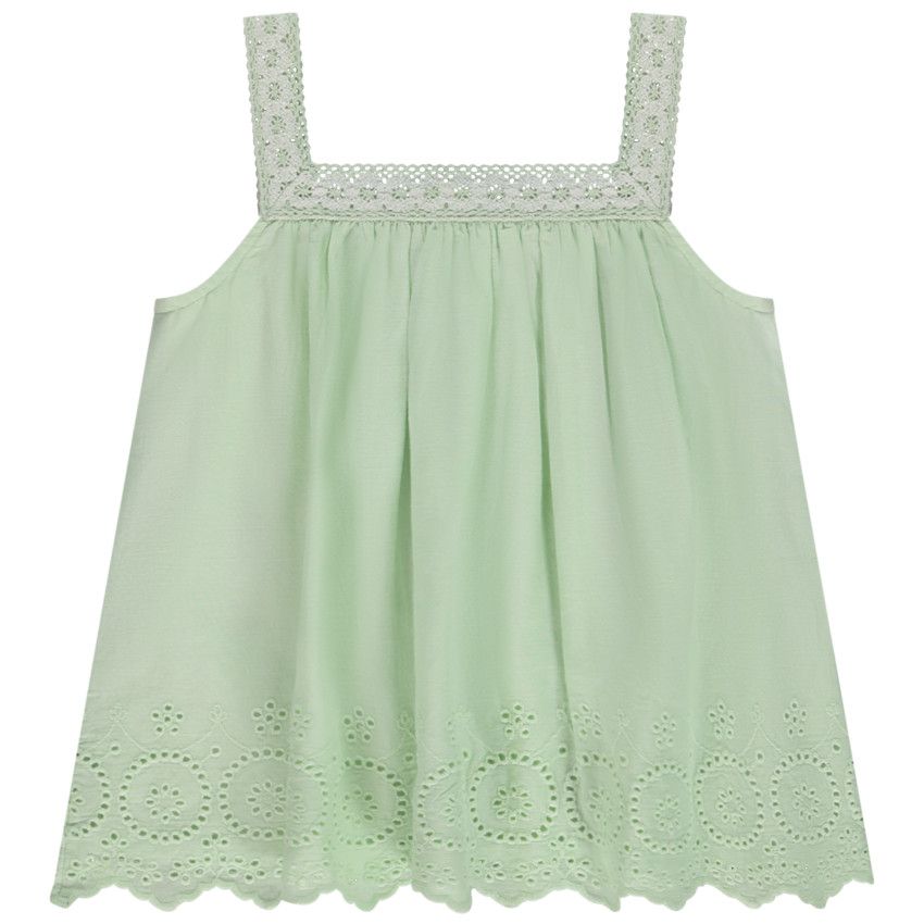 Tunique sans manches avec broderie anglaise pour fille - Vert