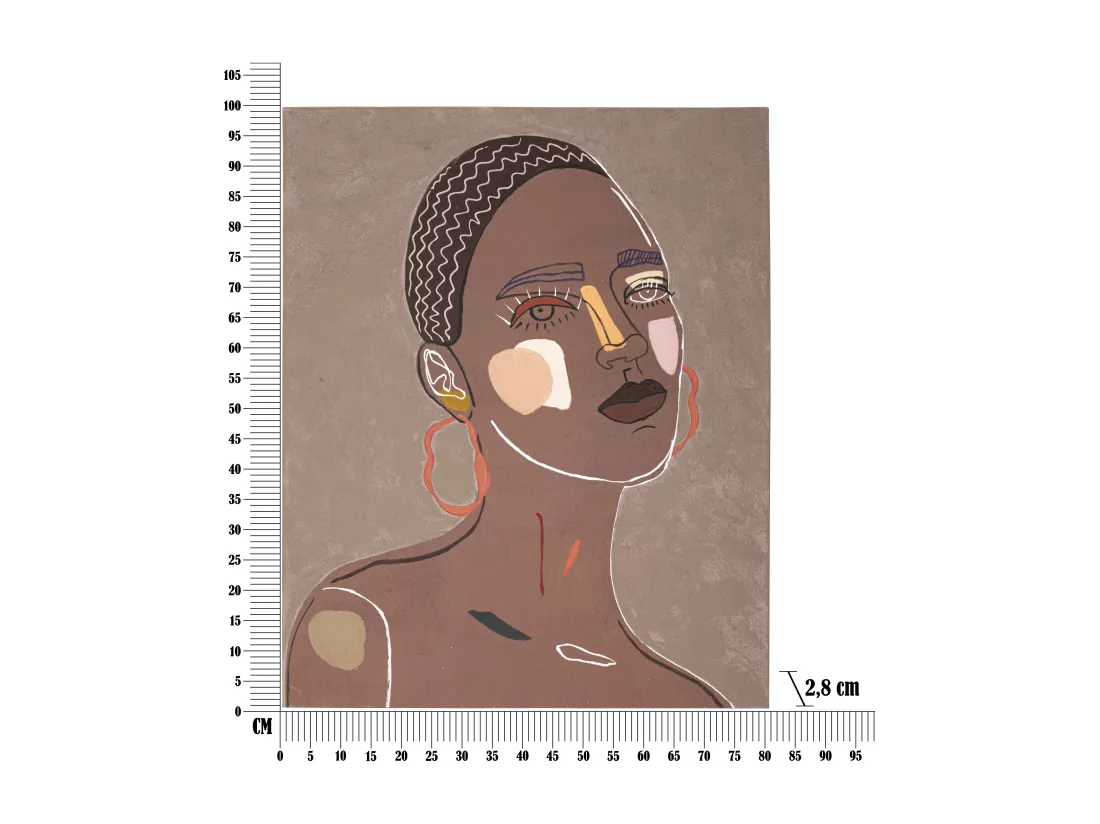 Tableau Toile sur Bois - Femme Tribale aux Inspirations Ethniques - 80x2,8x100 cm - Décoration Murale Moderne