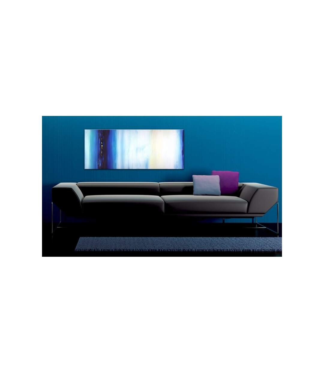 Paris Prix - Tableau Peint à La Main liquide Bleu 40x100cm
