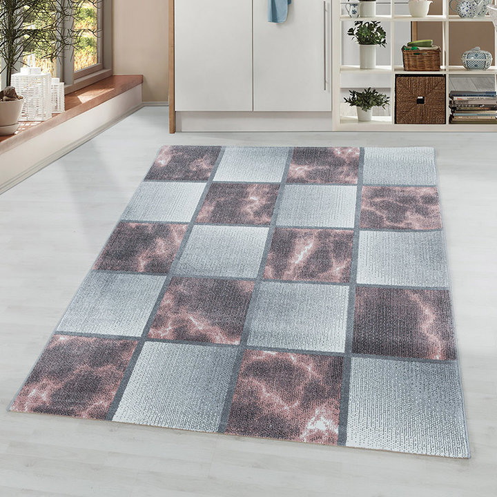 Modern vloerkleed - Optimism Box Roze/Grijs | Speels