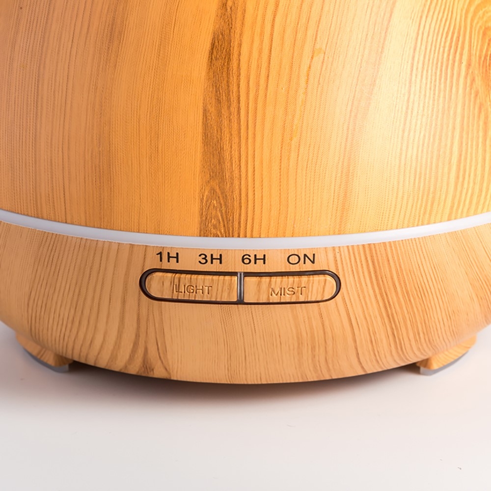 Ultraschall Luftbefeuchter Aroma Öl Diffuser in Holz Optik mit LED Beleuchtung - Hellbraun
