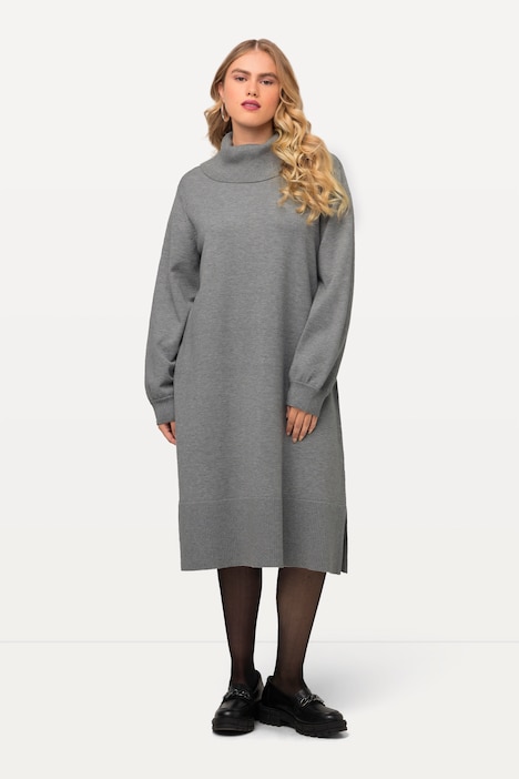 Strickkleid, Rollkragen, breiter Rippsaum, Langarm