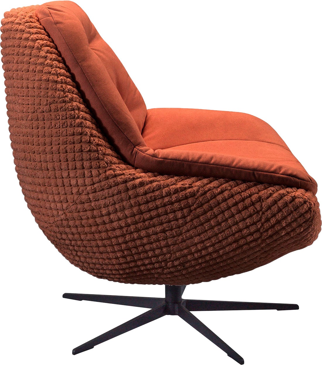 exxpo - sofa fashion Drehsessel »Dim, Loungesessel im Materialmix, Design und Komfort, Solitärmöbel« Drehsessel bequem gepolstert mit elegantem Metall-Sternfuss
