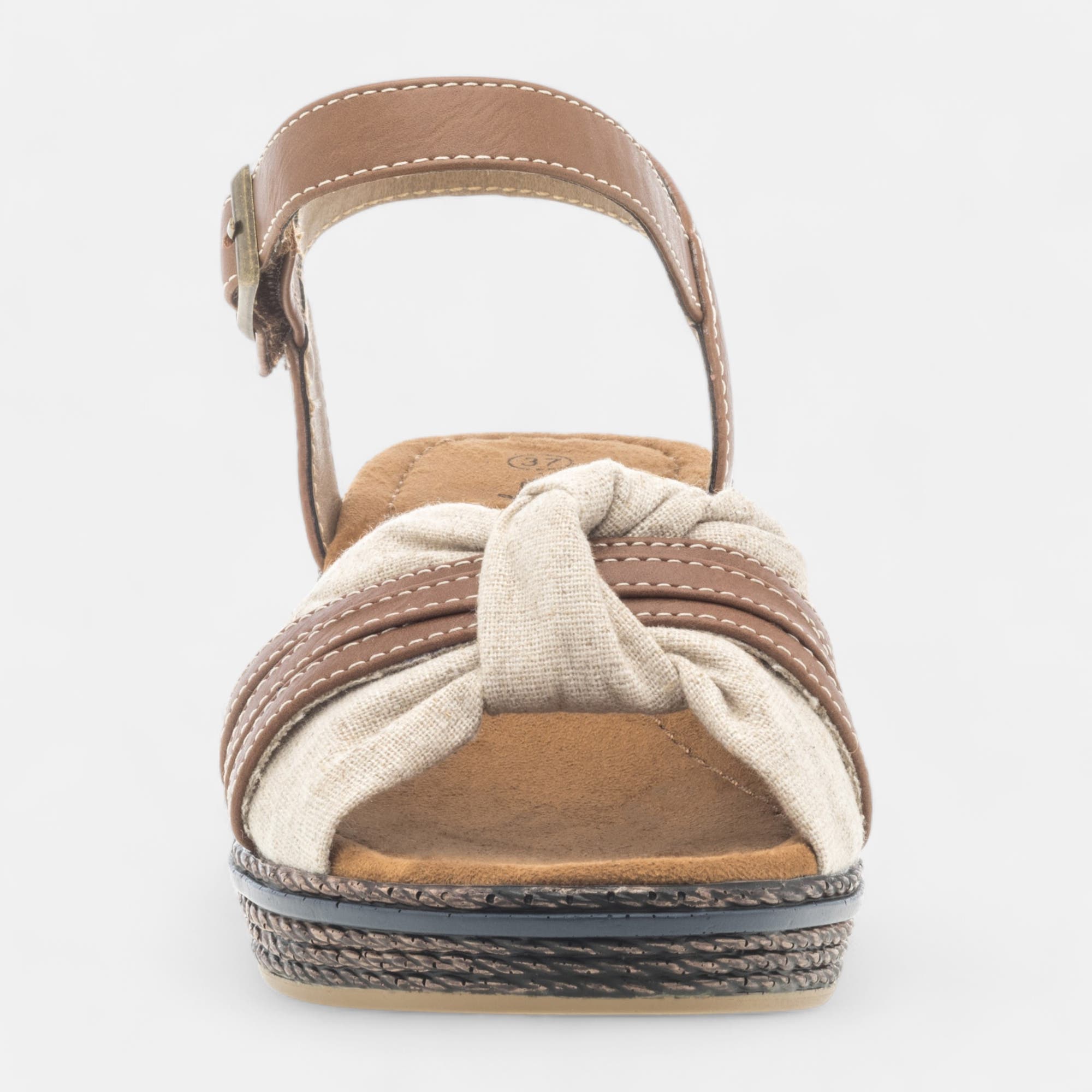 Sandales à talon compensé Femme beige
