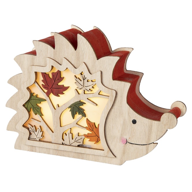 LED-Igel - aus Holz - ca. 19,5 x 4,5 x 13,5 cm
