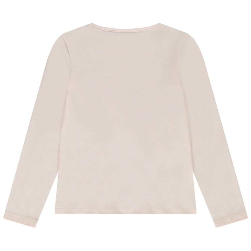 T-shirt manches longues en jersey print fantaisie pour fille - Rose