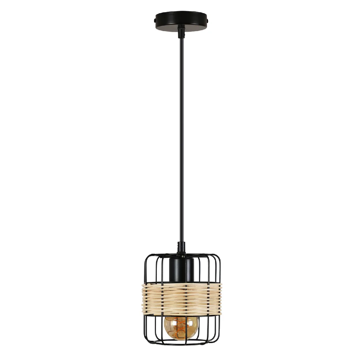 NETTLIFE Suspension Vintage Rotin Noir