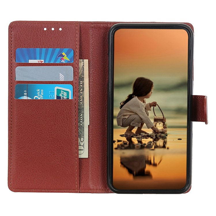 Samsung Galaxy A56 Leder Tasche Flip Cover Litchi Look - Braun
