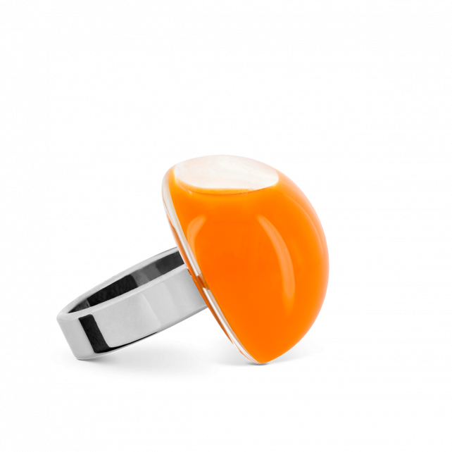 Bague en verre soufflé - Dome Mini Milk