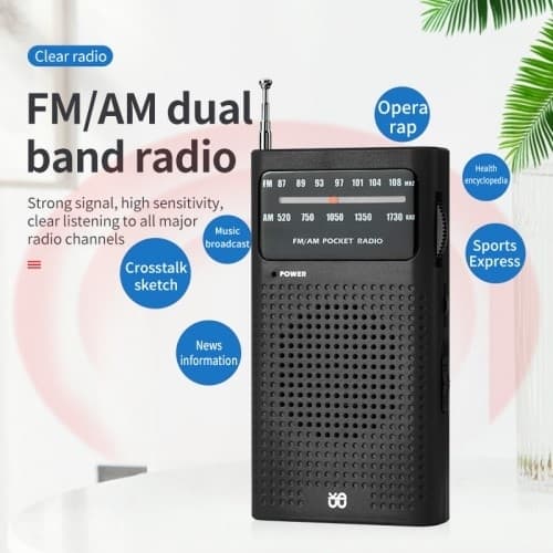 Fuld kanal dual band radio FM/AM bærbar radio, batteridrevet