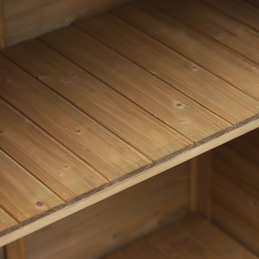 Outsunny Geräteschrank mit Lamellentüren natur