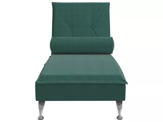 Chaise longue de massage avec traversin vert foncé velours