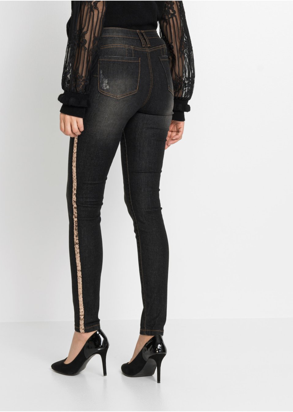 Jean push-up avec rayures scintillantes