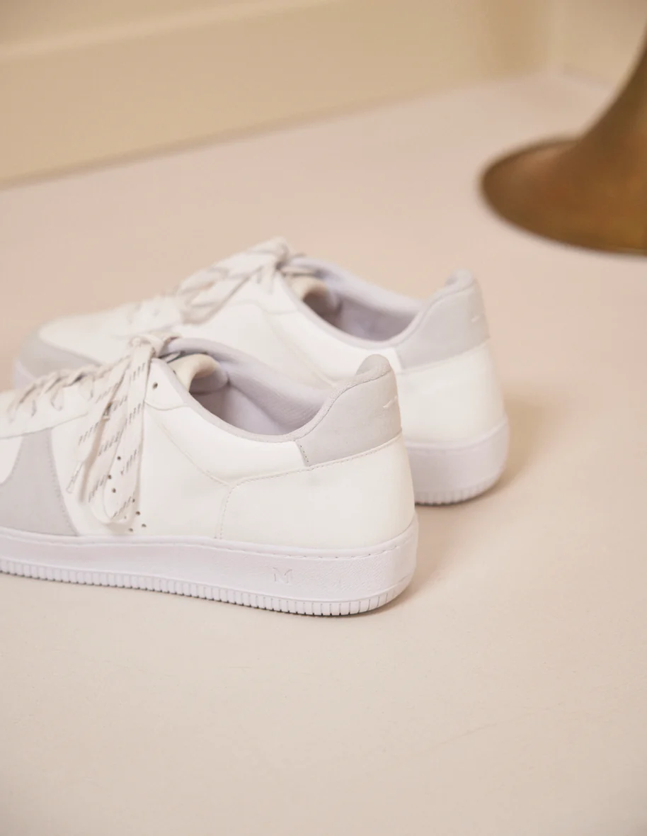 Baskets basses Maxence H - Cuir vegan blanc gris