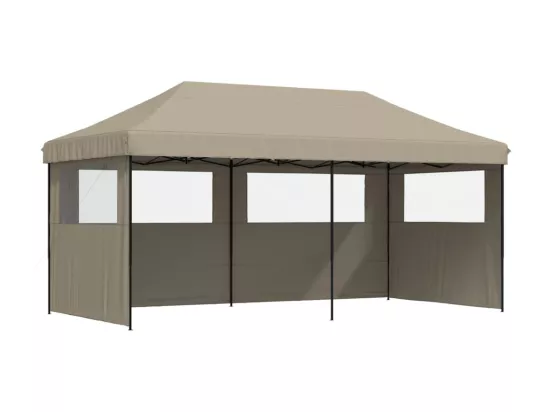 Tente de réception pliable escamotable 3 parois latérales taupe