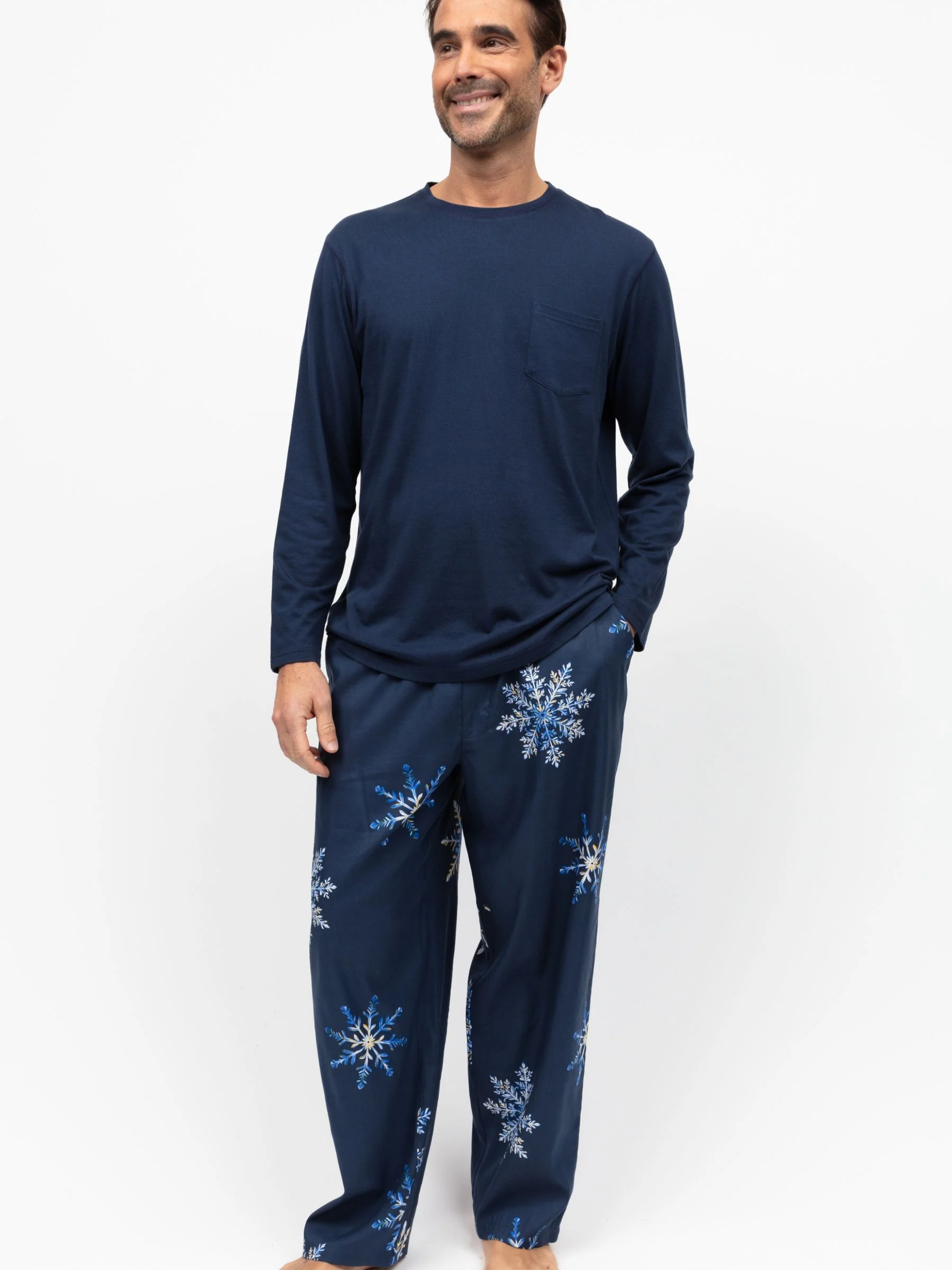 Cyberjammies heren pyjama's broek met print en effen jersey T-shirt