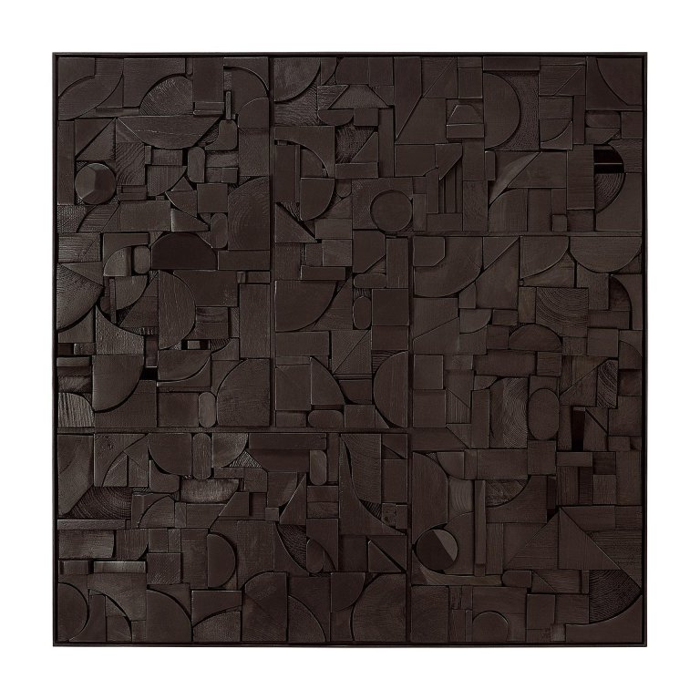 Ethnicraft Bricks schilderij gerecycled hout 100x100 zwart