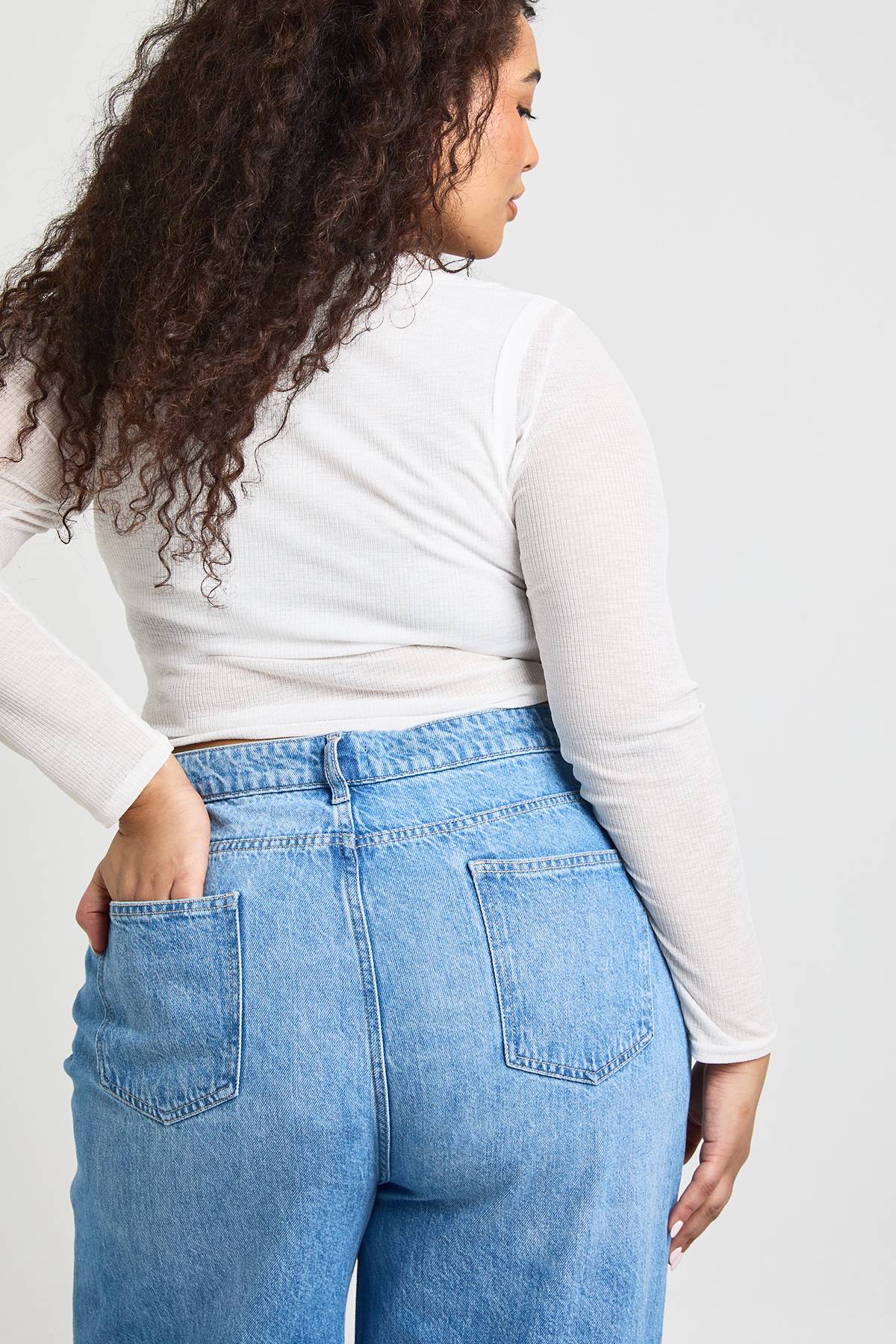 boohoo Jean Large Taille Haute Plus Basics