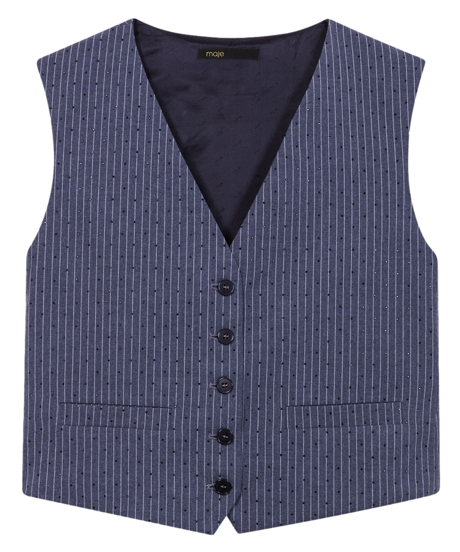 Gilet col V droit rayé | Rayé