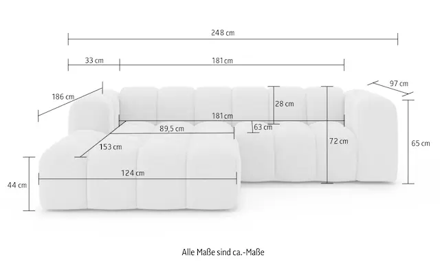 GOODproduct Ecksofa »KALLIE Design-Sofa mit Wellenunterfederung, Bubble-Optik, 248/186/72cm« moderne Steppung, hoher Sitzkomfort und modernes Design