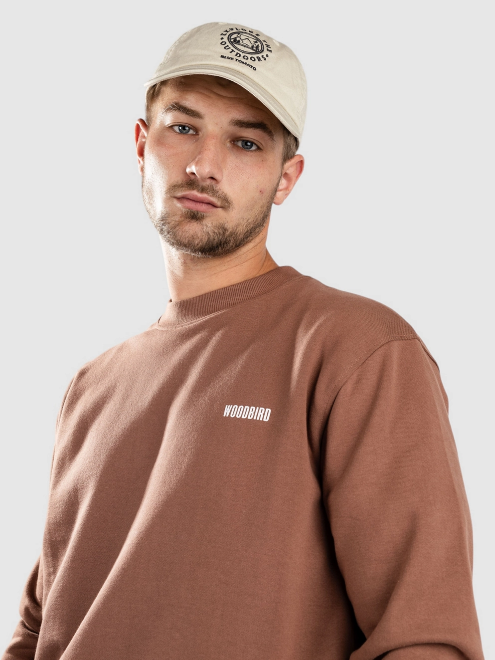 Woodbird Cane Chop Crew Sweater burnt red