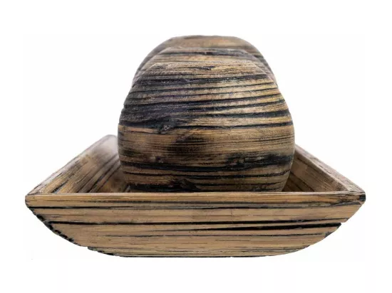 Ensemble plateau et 3 bougeoirs en bois de bambou marron 33x13x3h cm